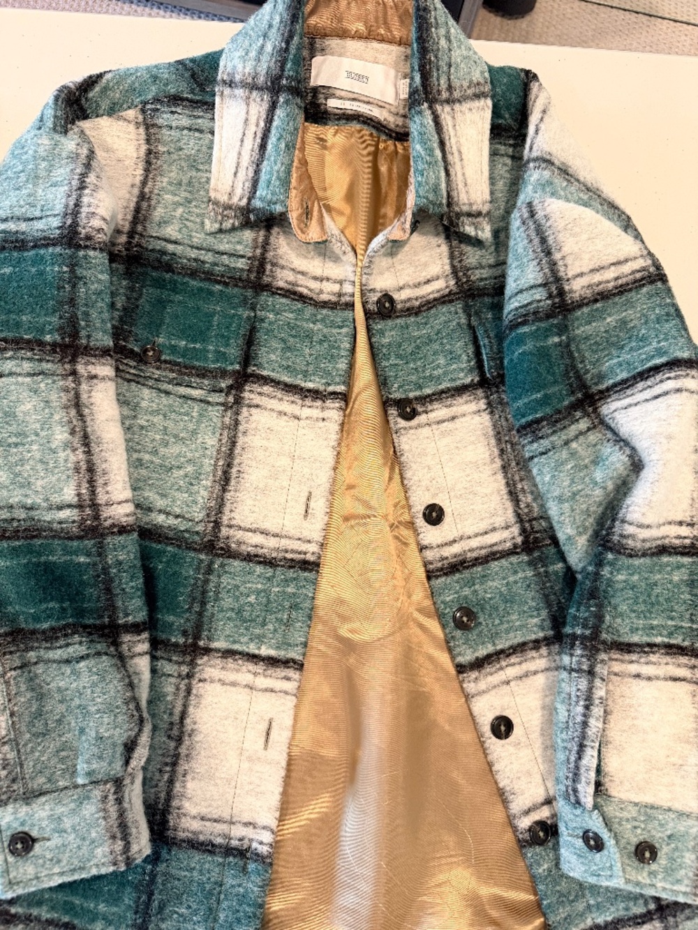 CLOSED Titania Teal Plaid Wool Blend Shacket Jacket S